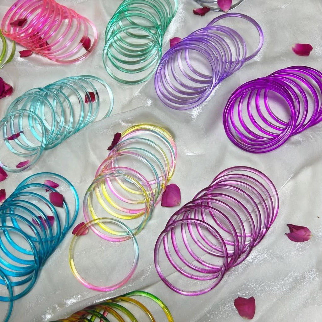 Multi viral Jelly 18 Bangles  With 4 ghunghru Kare