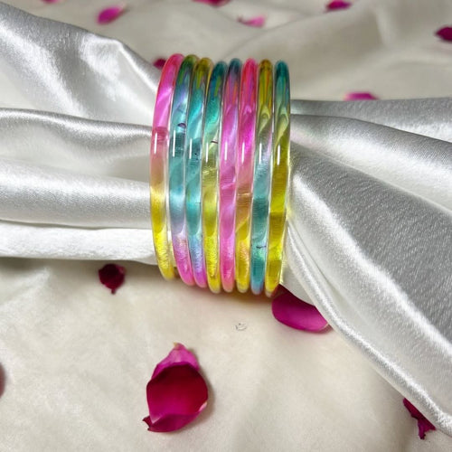 Multi viral Jelly 18 Bangles  With 4 ghunghru Kare